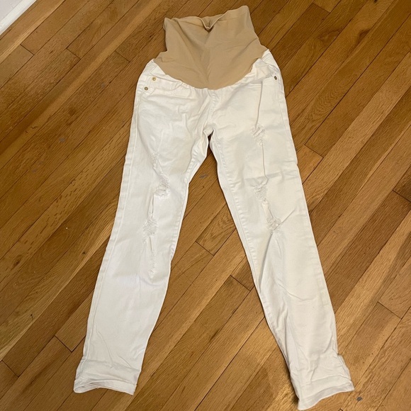 White distressed maternity jeans - Picture 1 of 7